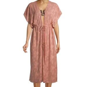 Time and Tru 3X Swim Cover Up Front Tie Dusty Rose